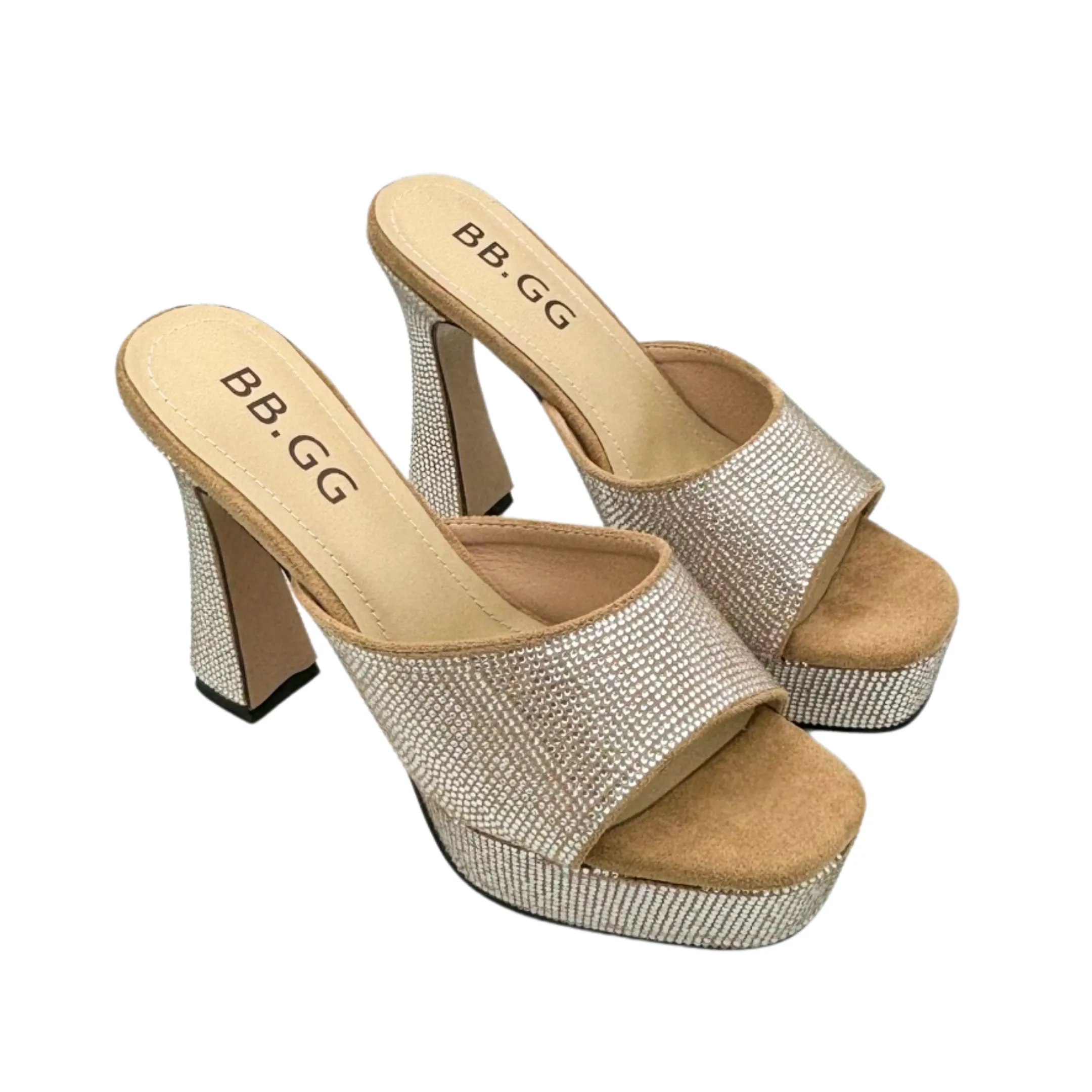 Rhinestone Open Toe High Heels