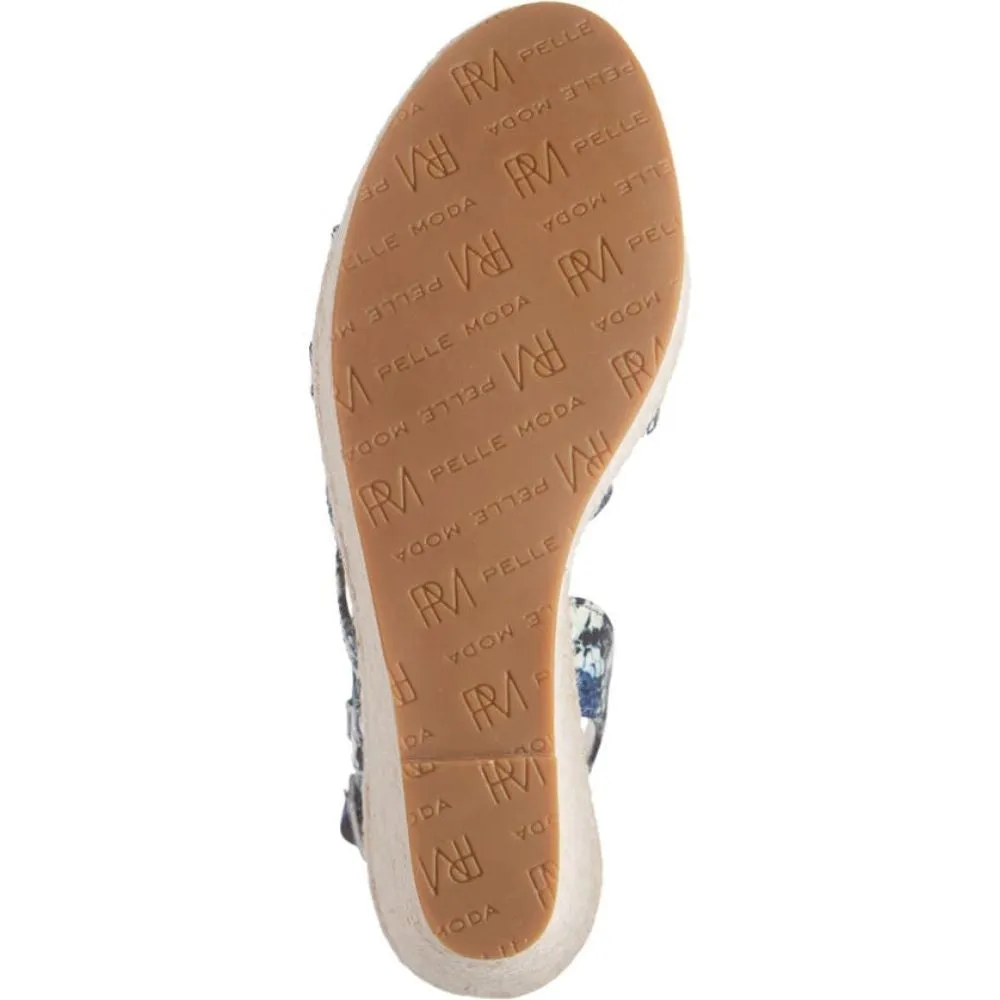 Ritter Indigo Snake Leather Pelle Moda Wedge Sandals