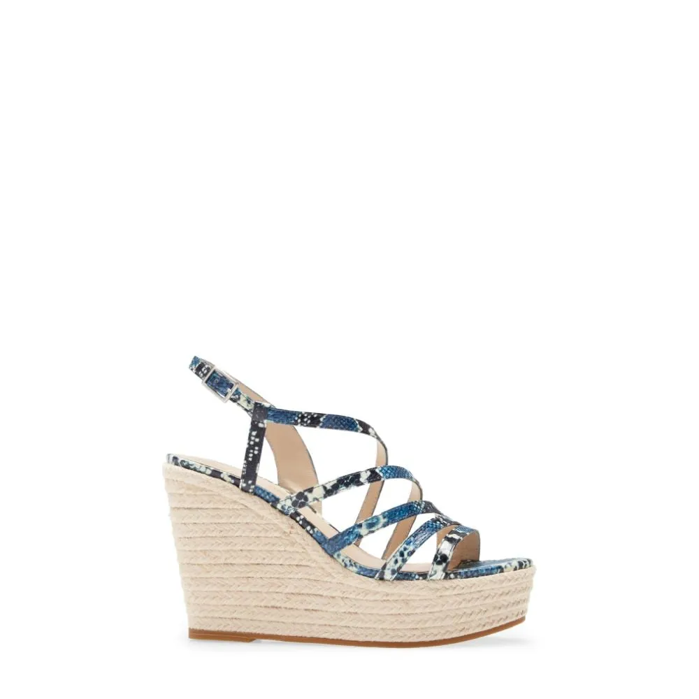 Ritter Indigo Snake Leather Pelle Moda Wedge Sandals