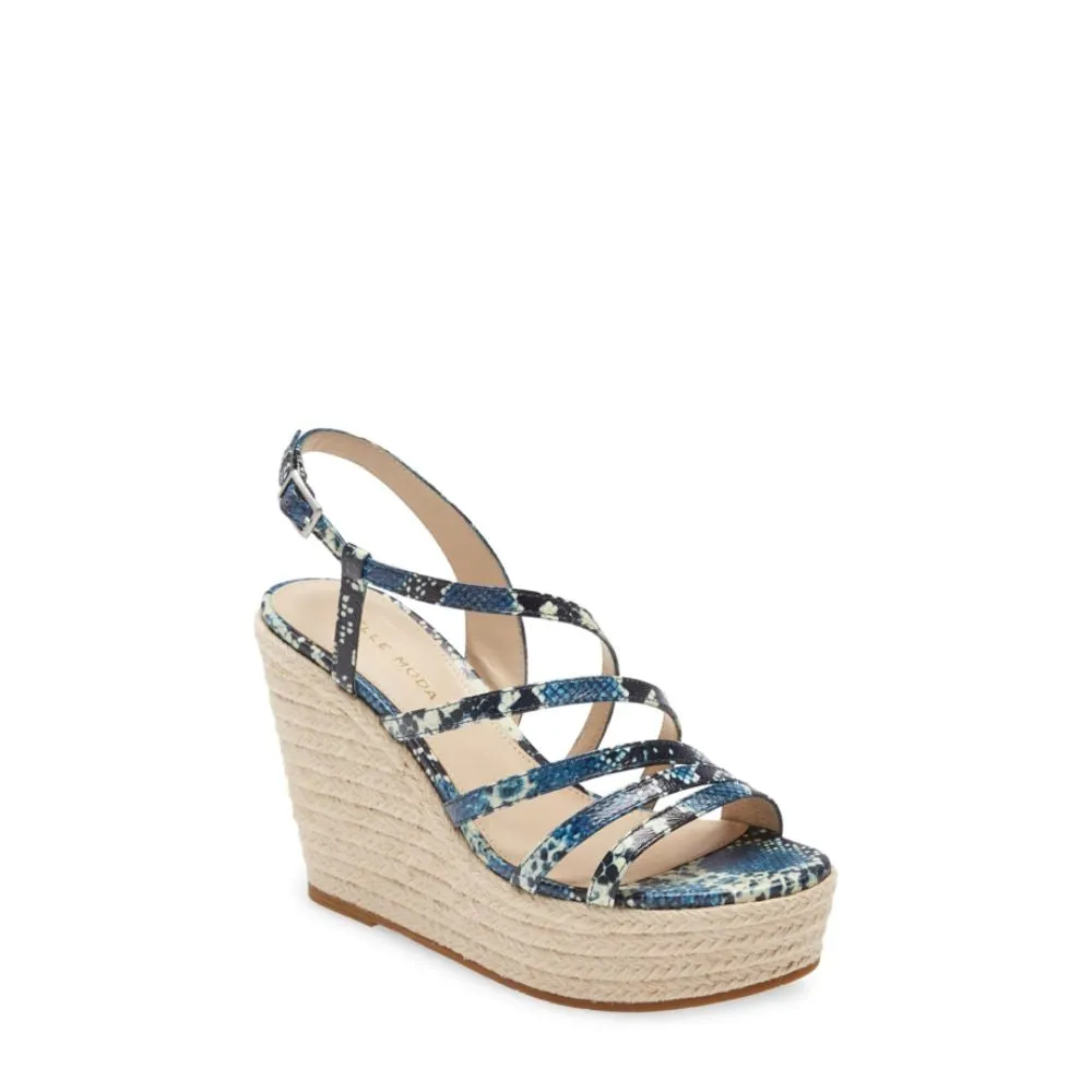 Ritter Indigo Snake Leather Pelle Moda Wedge Sandals