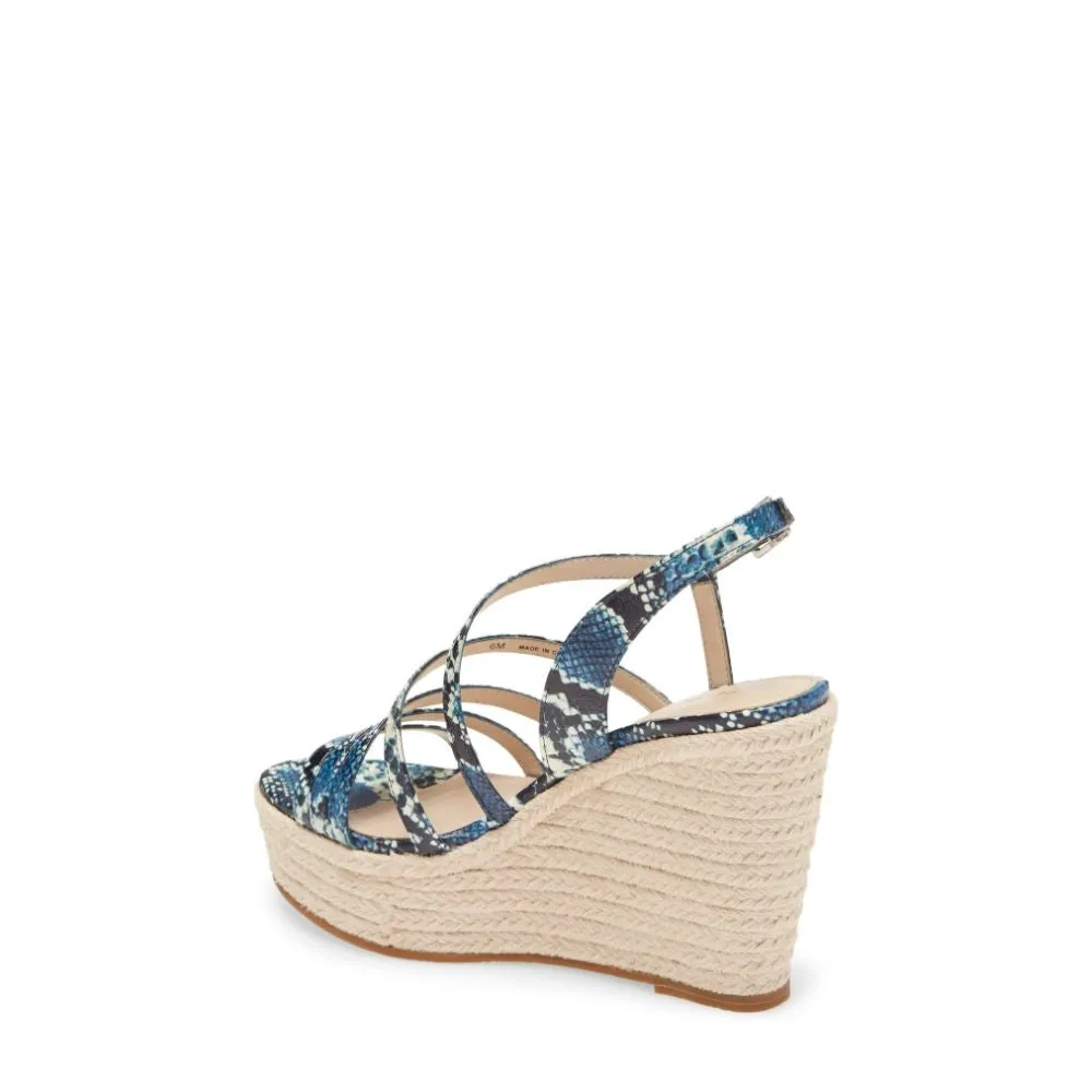 Ritter Indigo Snake Leather Pelle Moda Wedge Sandals