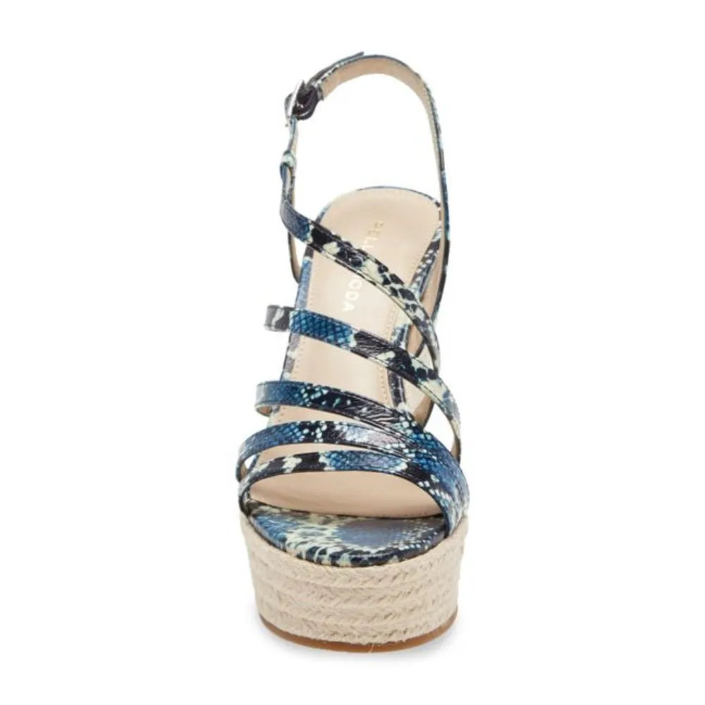 Ritter Indigo Snake Leather Pelle Moda Wedge Sandals