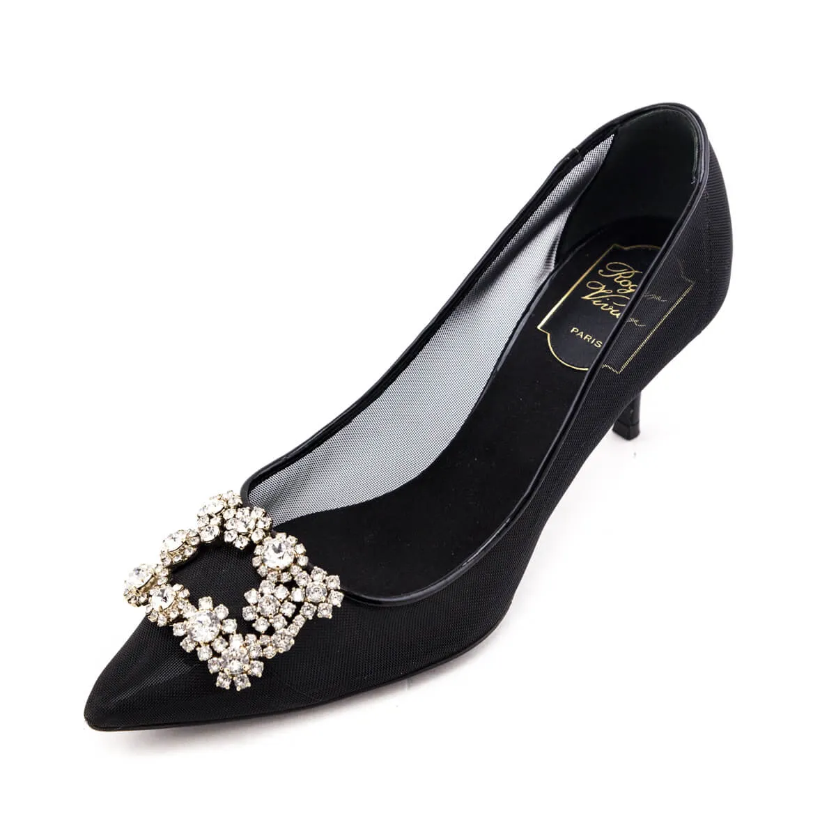 Roger Vivier Black Mesh Embellished Pumps Size US 8.5 | EU 38.5