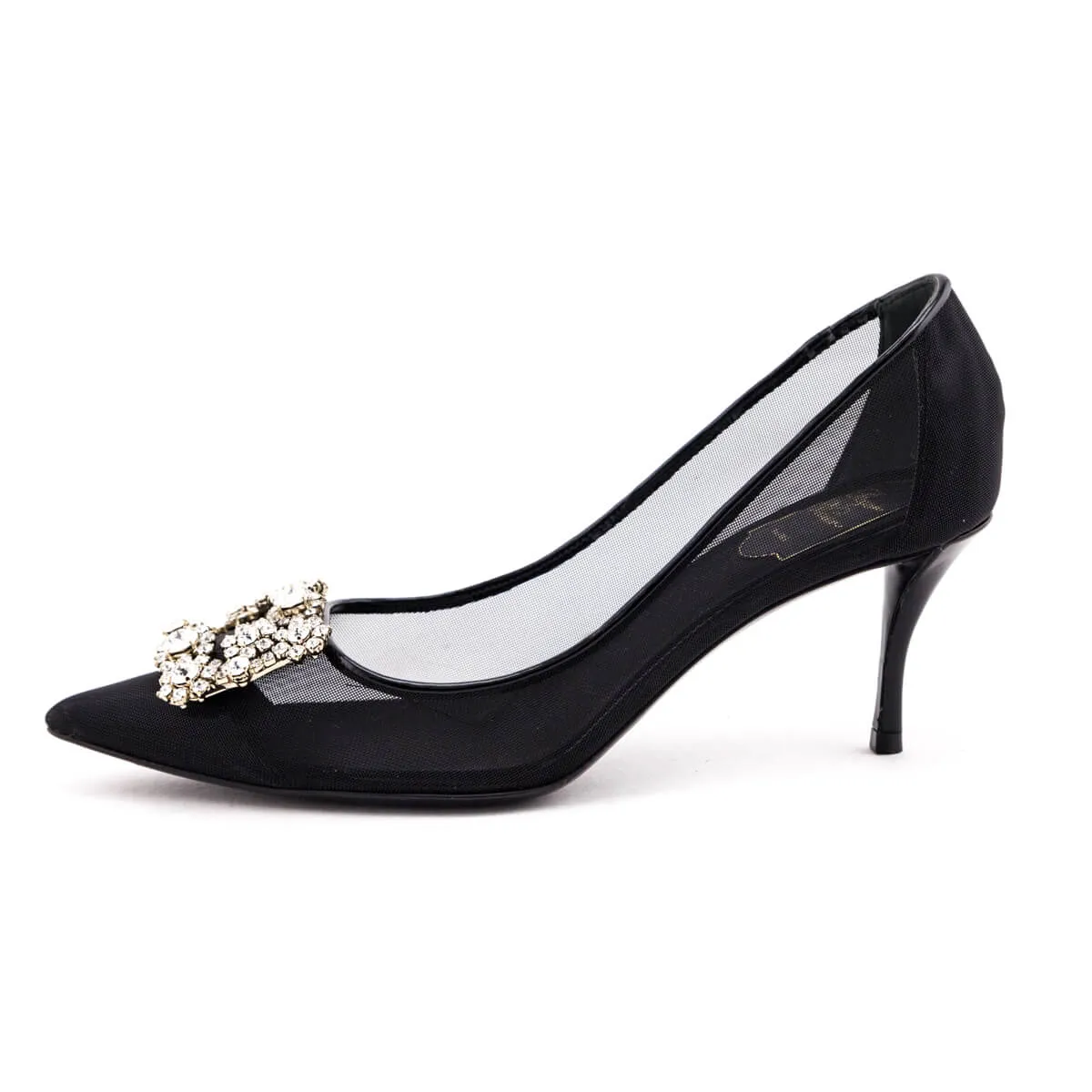 Roger Vivier Black Mesh Embellished Pumps Size US 8.5 | EU 38.5