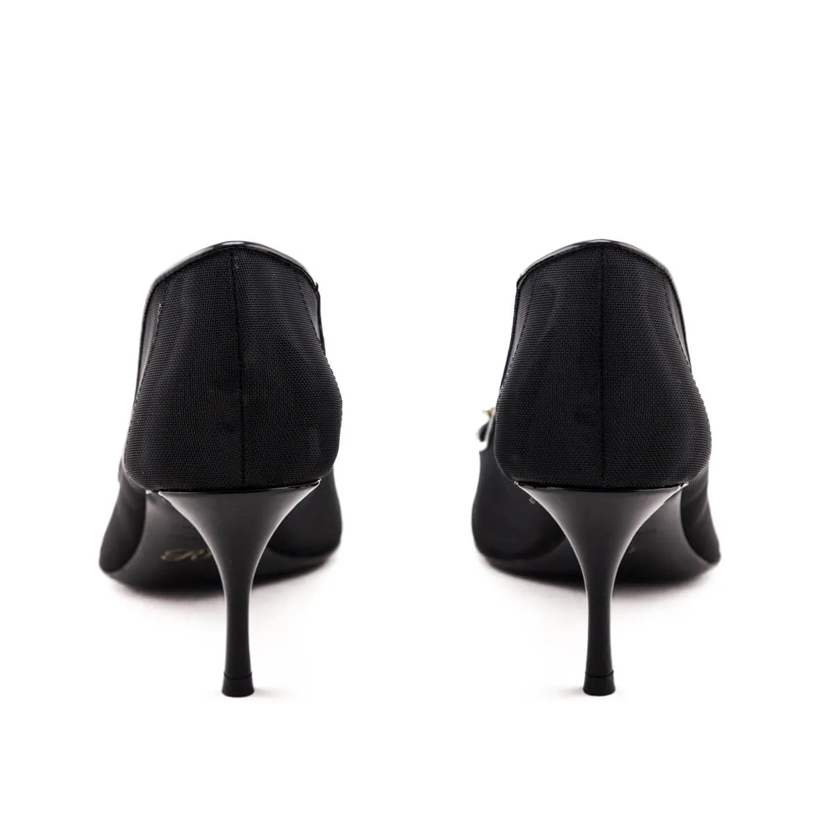 Roger Vivier Black Mesh Embellished Pumps Size US 8.5 | EU 38.5