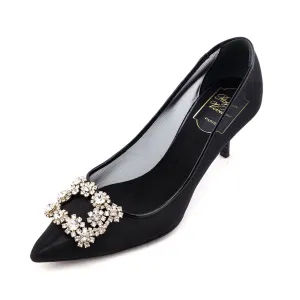 Roger Vivier Black Mesh Embellished Pumps Size US 8.5 | EU 38.5