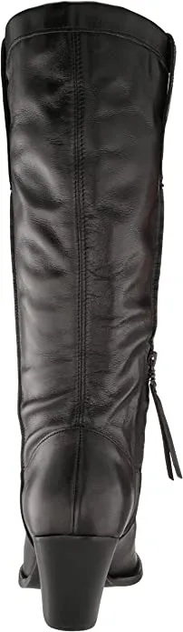 Sam Edelman Jamie Black Leather Cowgirl Pointed Toe Block Heel Western Boots