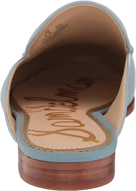 Sam Edelman Linnie Aspen Sky Chain Embellished Slip On Almond Toe Flat Mules