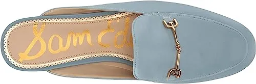 Sam Edelman Linnie Aspen Sky Chain Embellished Slip On Almond Toe Flat Mules