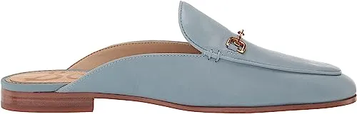 Sam Edelman Linnie Aspen Sky Chain Embellished Slip On Almond Toe Flat Mules