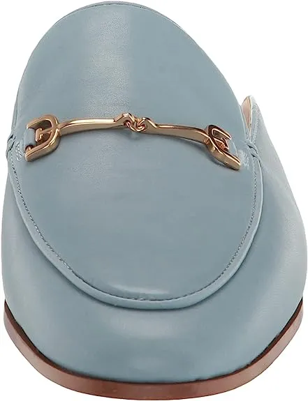 Sam Edelman Linnie Aspen Sky Chain Embellished Slip On Almond Toe Flat Mules