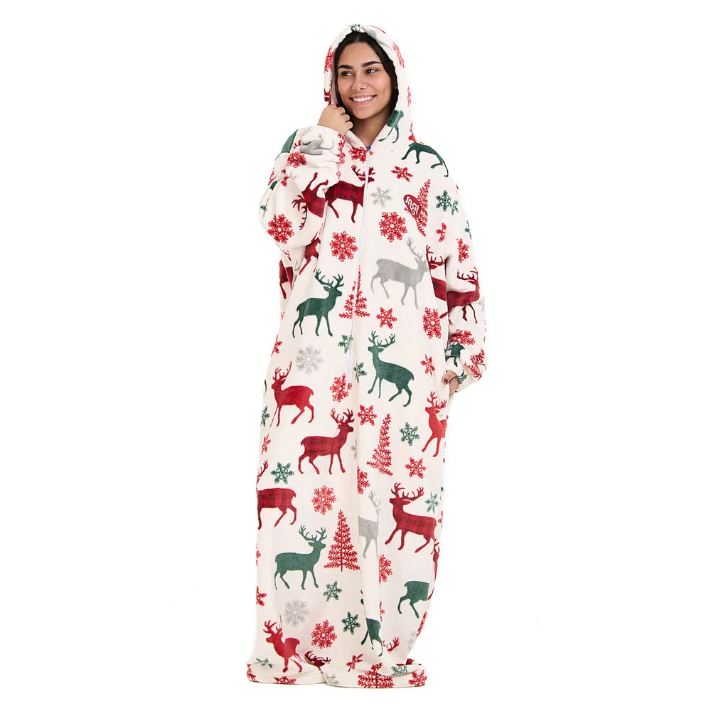 Snuggs Wearable Blanket Monk White Christmas Deer
