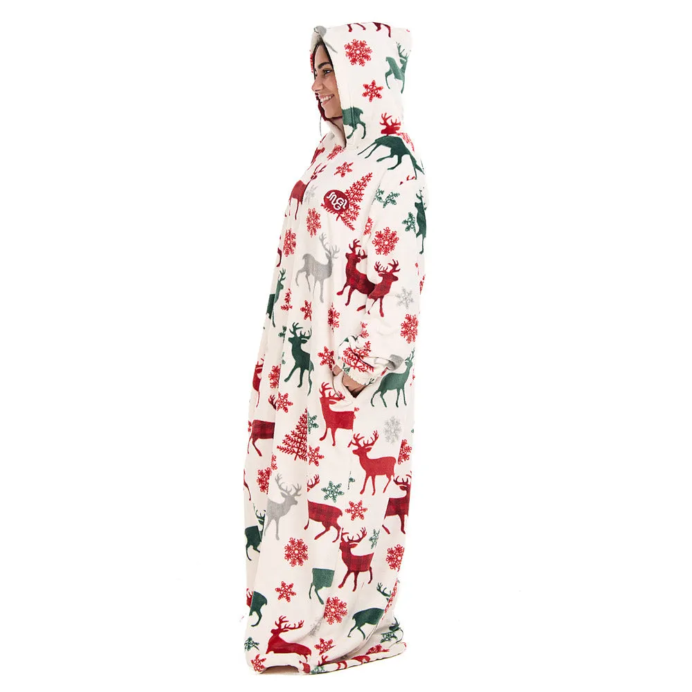 Snuggs Wearable Blanket Monk White Christmas Deer