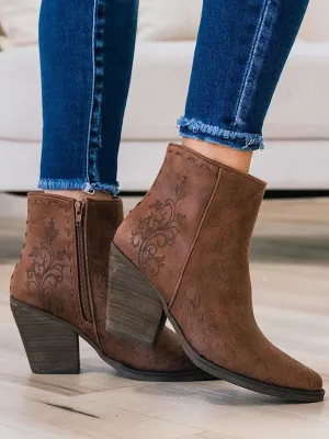 Sophia Tan Boots with Floral Inlay