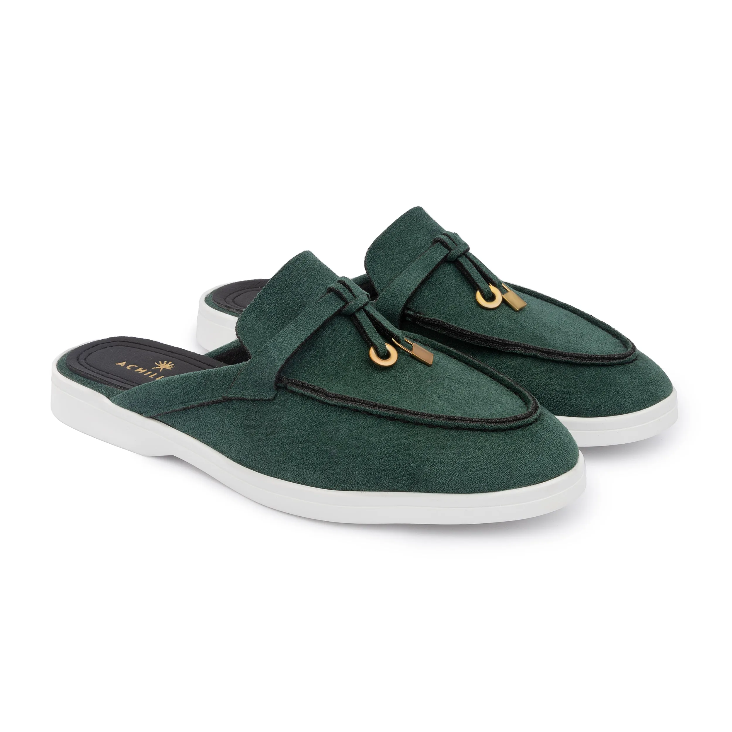 Tassel Suede Summer Mules - Olive