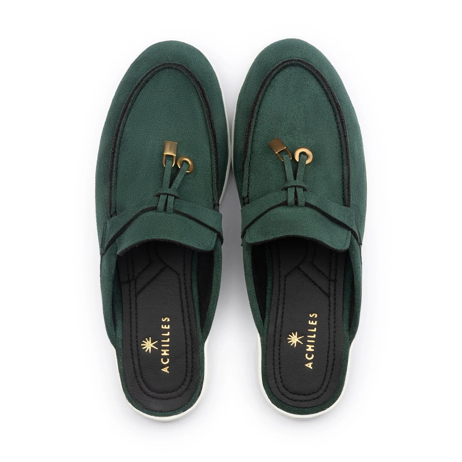 Tassel Suede Summer Mules - Olive