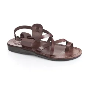 The Good Shepherd Buckle - Leather Toe Loop Sandal | Brown