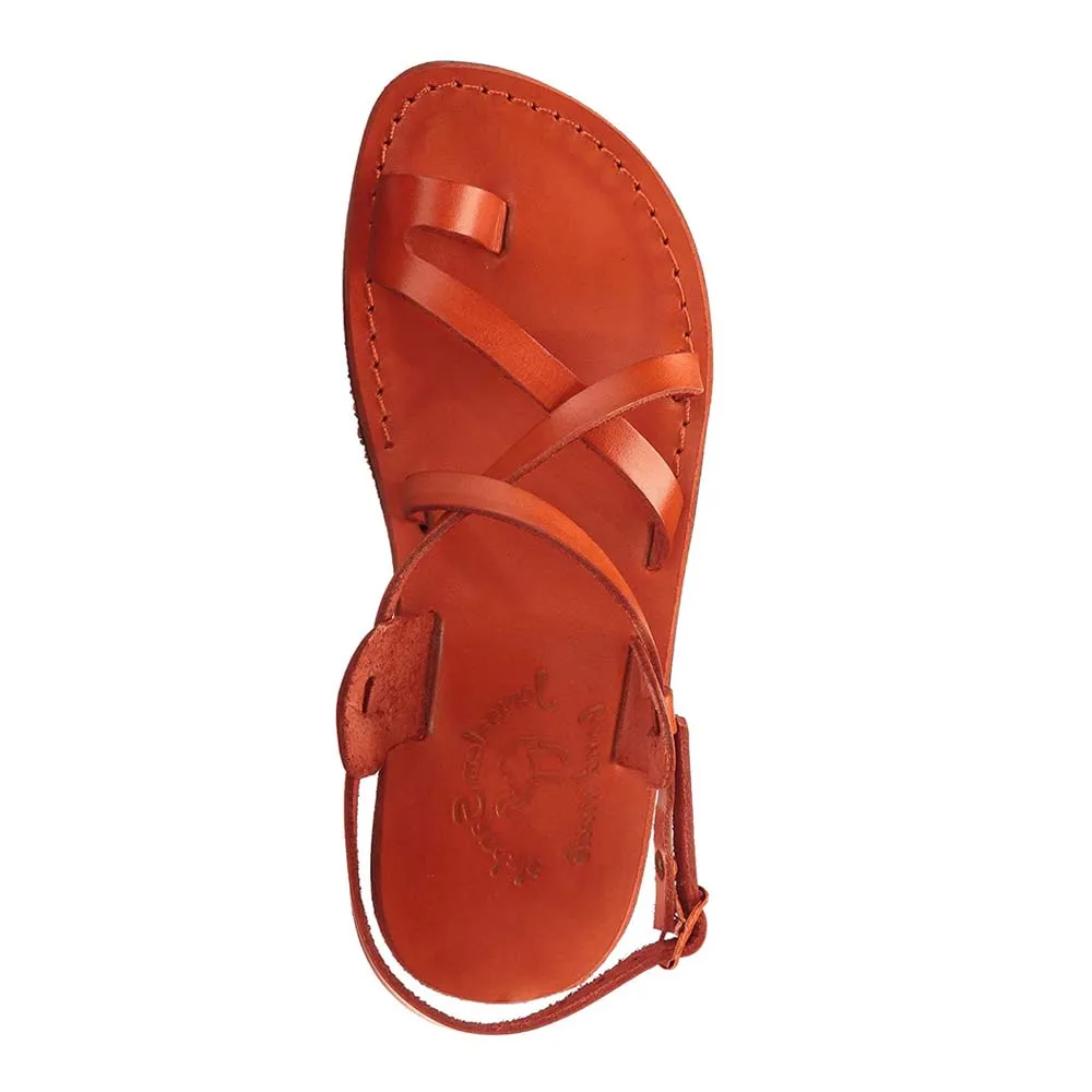 The Good Shepherd Buckle - Leather Toe Loop Sandal | Orange
