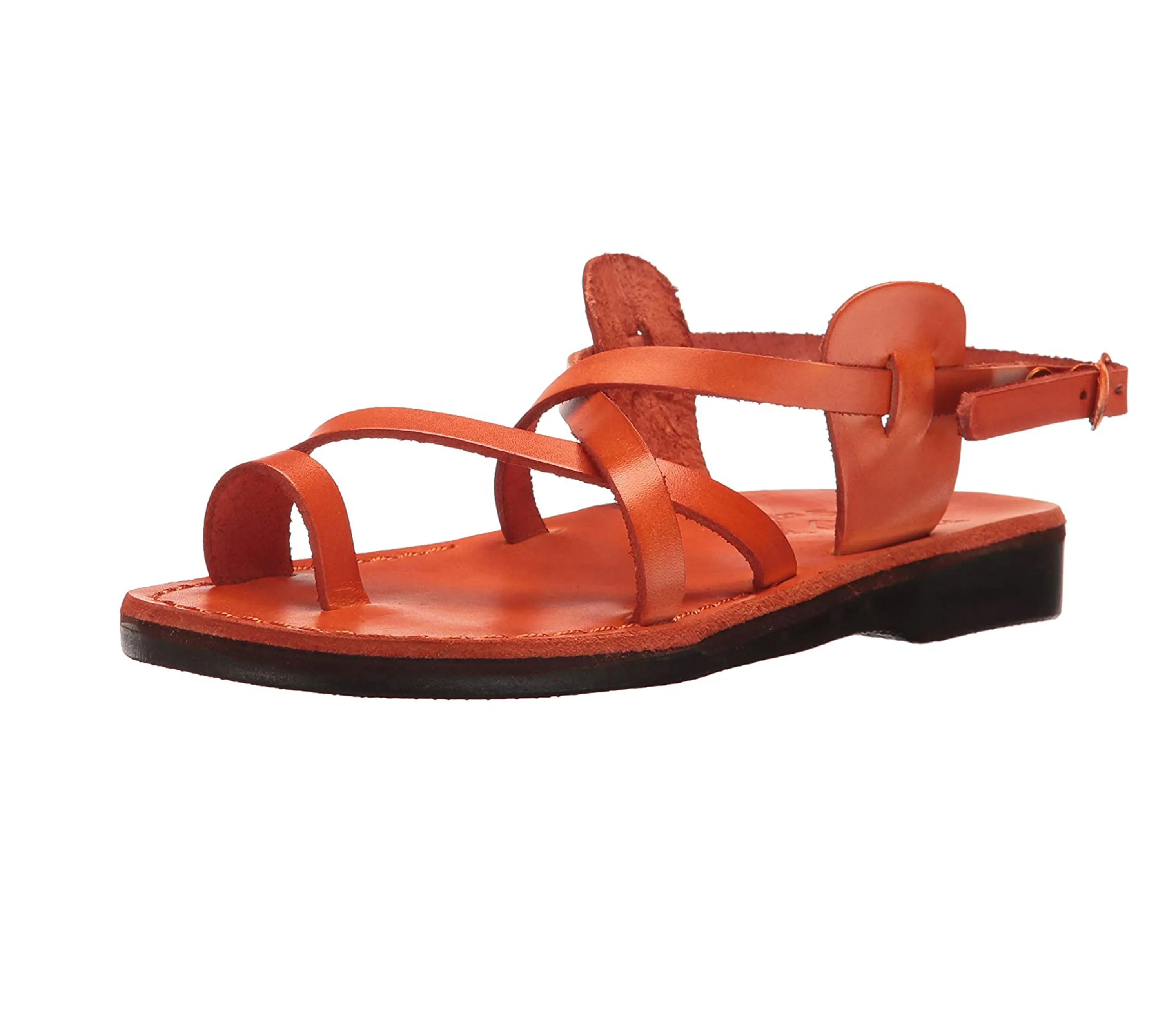 The Good Shepherd Buckle - Leather Toe Loop Sandal | Orange