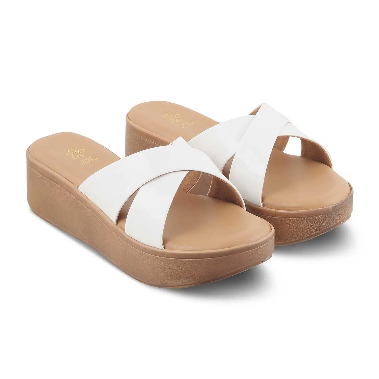 The Simedge White Women's Dress Wedge Sandals Tresmode