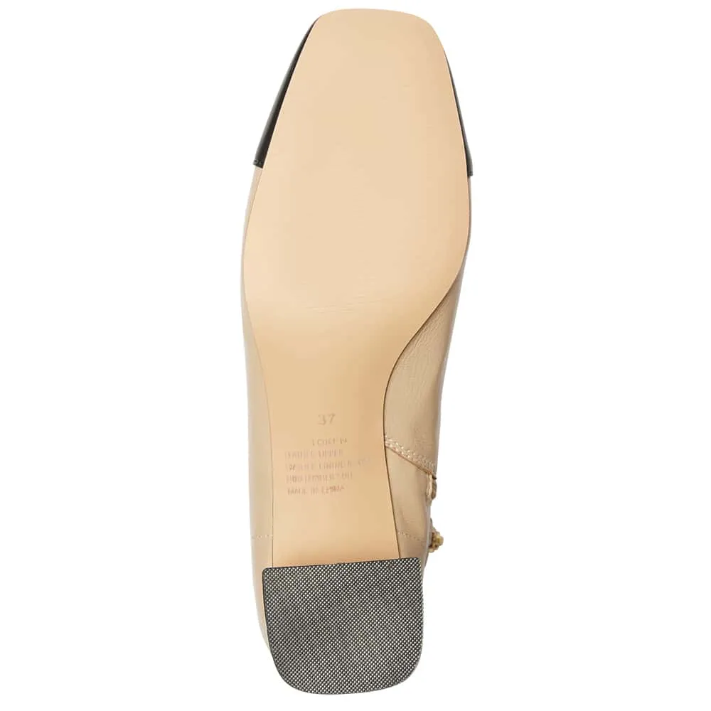 Token Boot in Black And Camel Stretch Leather