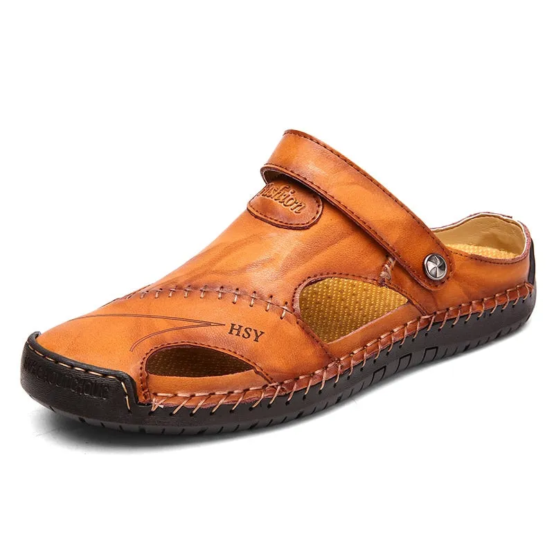 Unisex Sandals Summer Genuine Leather Male Beach Sandals Soft Comfortable