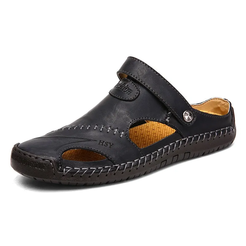 Unisex Sandals Summer Genuine Leather Male Beach Sandals Soft Comfortable