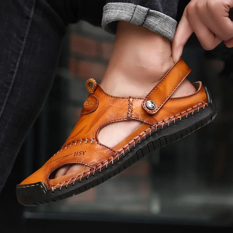 Unisex Sandals Summer Genuine Leather Male Beach Sandals Soft Comfortable
