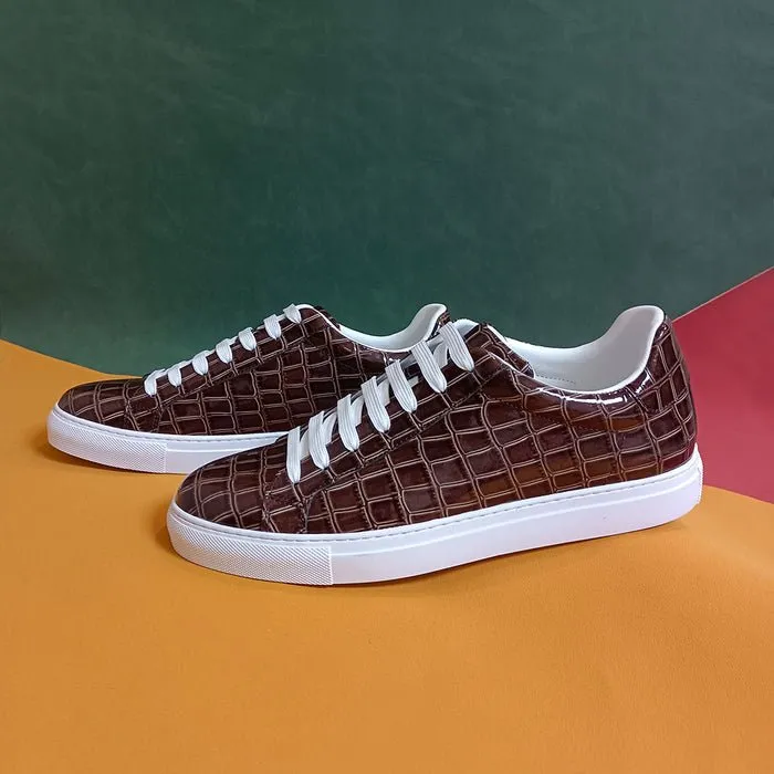 Veltique Crocodile Lace Sneakers