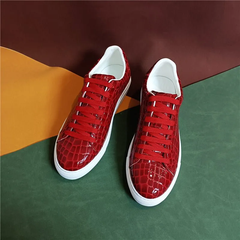 Veltique Crocodile Lace Sneakers