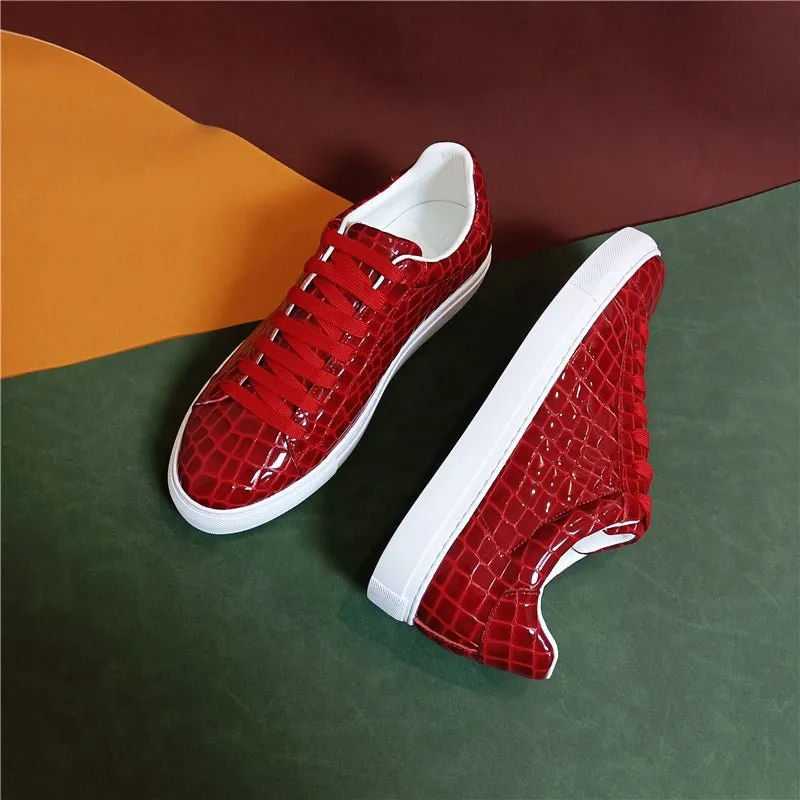 Veltique Crocodile Lace Sneakers