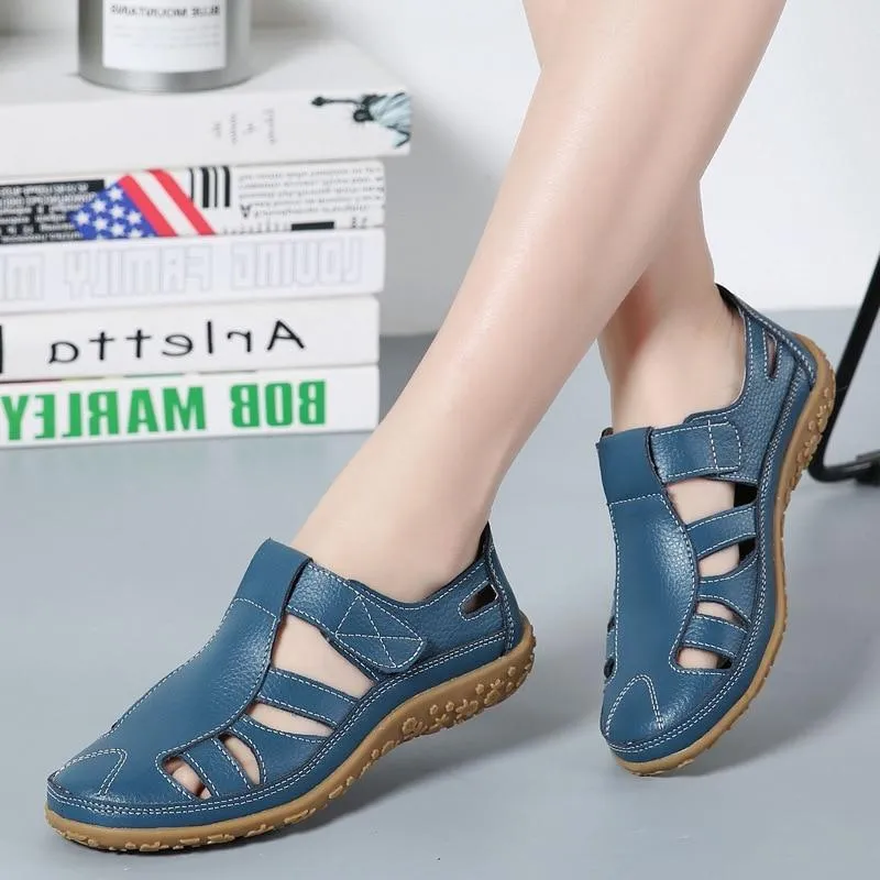 Women Gladiator Sandals Split Leather Summer Shoes