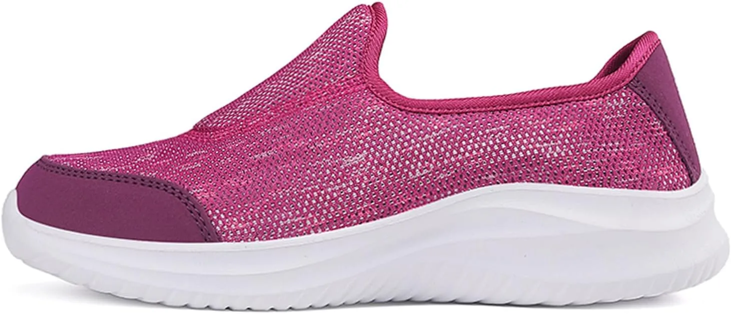 Womens Walking Shoes Slip on Non Slip Memory Foam Arch Support Running Shoes Breathable Gym Workout Shoes Lightweight Fashion Sneakers