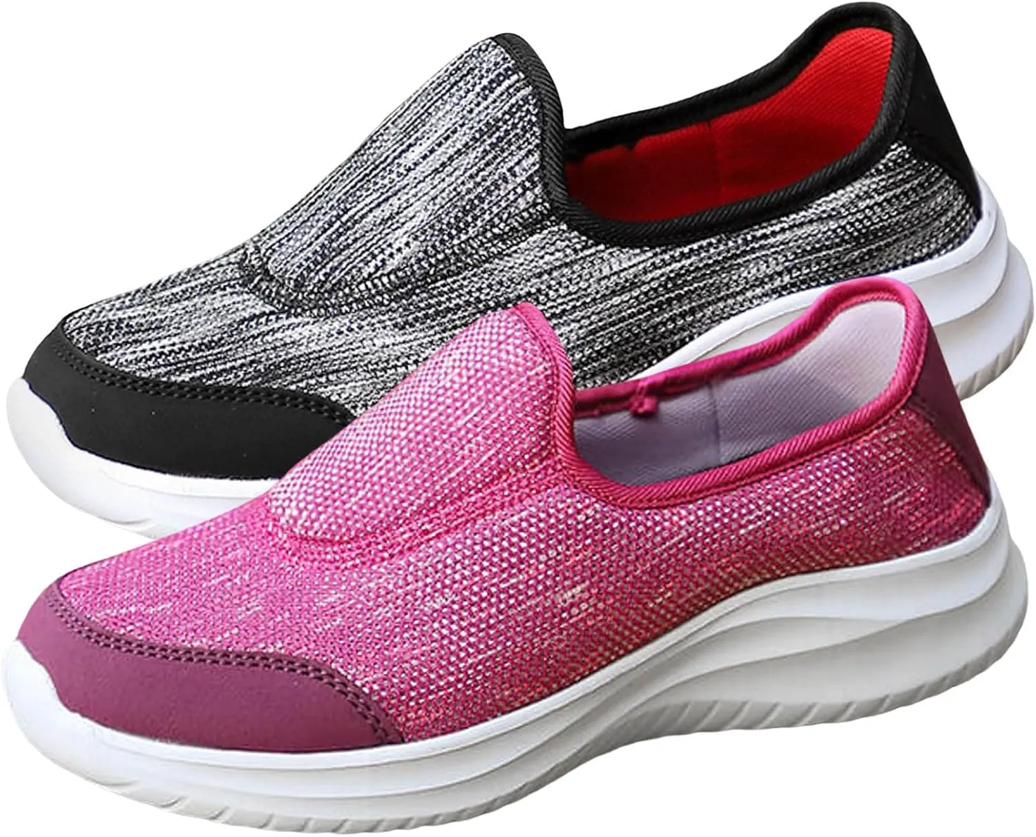Womens Walking Shoes Slip on Non Slip Memory Foam Arch Support Running Shoes Breathable Gym Workout Shoes Lightweight Fashion Sneakers